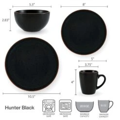 Hunter Black 16 Piece Dinnerware Set, Service For 4 16 Hunter Black 16 Piece Dinnerware Set, Service For 4 -Kitchen Utensils 22 0093 5286597 infographic v2 1