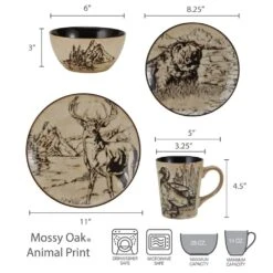 Mossy Oak Animal Print 16 Piece Dinnerware Set, Service For 4 13 Mossy Oak Animal Print 16 Piece Dinnerware Set, Service For 4 -Kitchen Utensils 5138758 dimensions