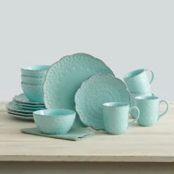 Remembrance Teal Dinnerware Set 8 Remembrance Teal Dinnerware Set -Kitchen Utensils 5177557 1