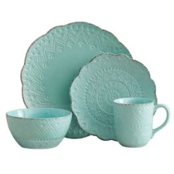 Remembrance Teal Dinnerware Set 9 Remembrance Teal Dinnerware Set -Kitchen Utensils 5177557 4pc