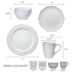 French Lace White Dinnerware Set 13 French Lace White Dinnerware Set -Kitchen Utensils 5207819 dimensions