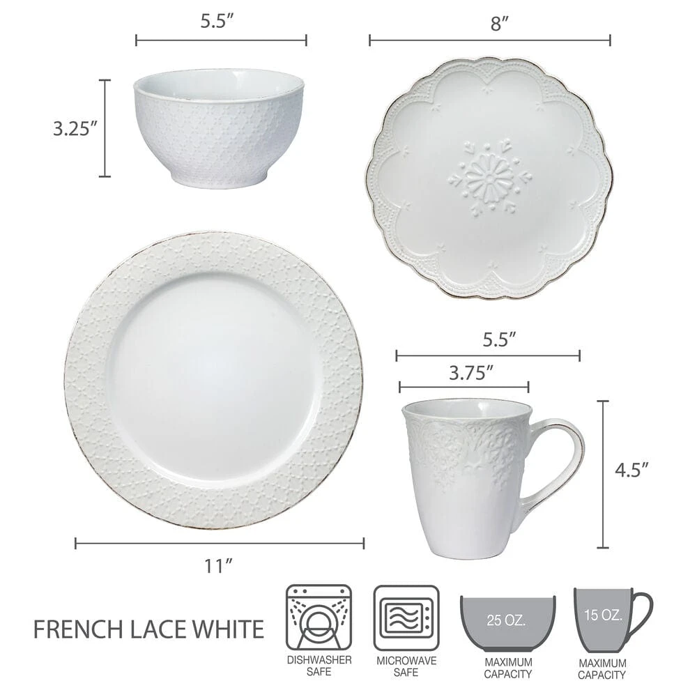 French Lace White Dinnerware Set 8 French Lace White Dinnerware Set - Image 6