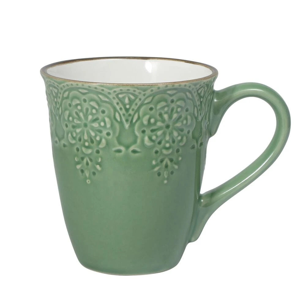 French Lace Set Of 4 Green Mugs 5 French Lace Set Of 4 Green Mugs - Image 3