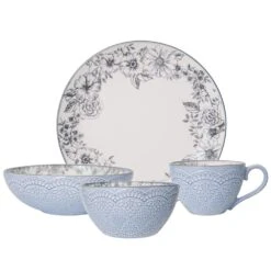 Gabriela Gray 16 Piece Dinnerware Set, Service For 4 -Kitchen Utensils 5216945