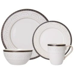 Promenade Scroll 16 Piece Dinnerware Set, Service For 4 13 Promenade Scroll 16 Piece Dinnerware Set, Service For 4 -Kitchen Utensils 5217018