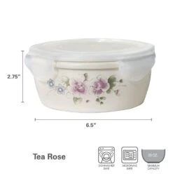 Tea Rose Storage Bowl With Lid 7 Tea Rose Storage Bowl With Lid -Kitchen Utensils 5257727 dimensions 01