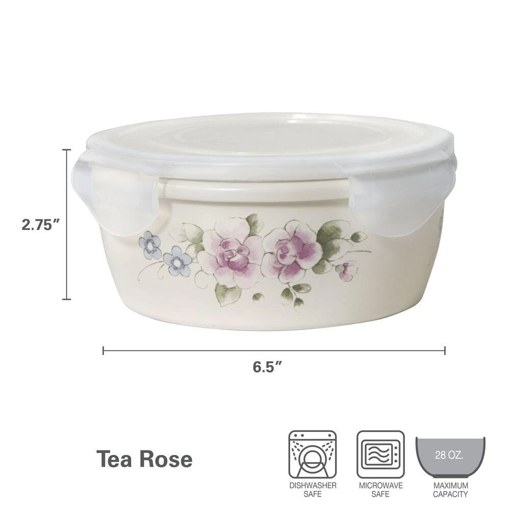 Tea Rose Storage Bowl With Lid 5 Tea Rose Storage Bowl With Lid - Image 3