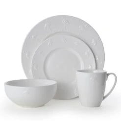 Flamingo White 16 Piece Dinnerware Set, Service For 4 17 Flamingo White 16 Piece Dinnerware Set, Service For 4 -Kitchen Utensils 5268036 3Q