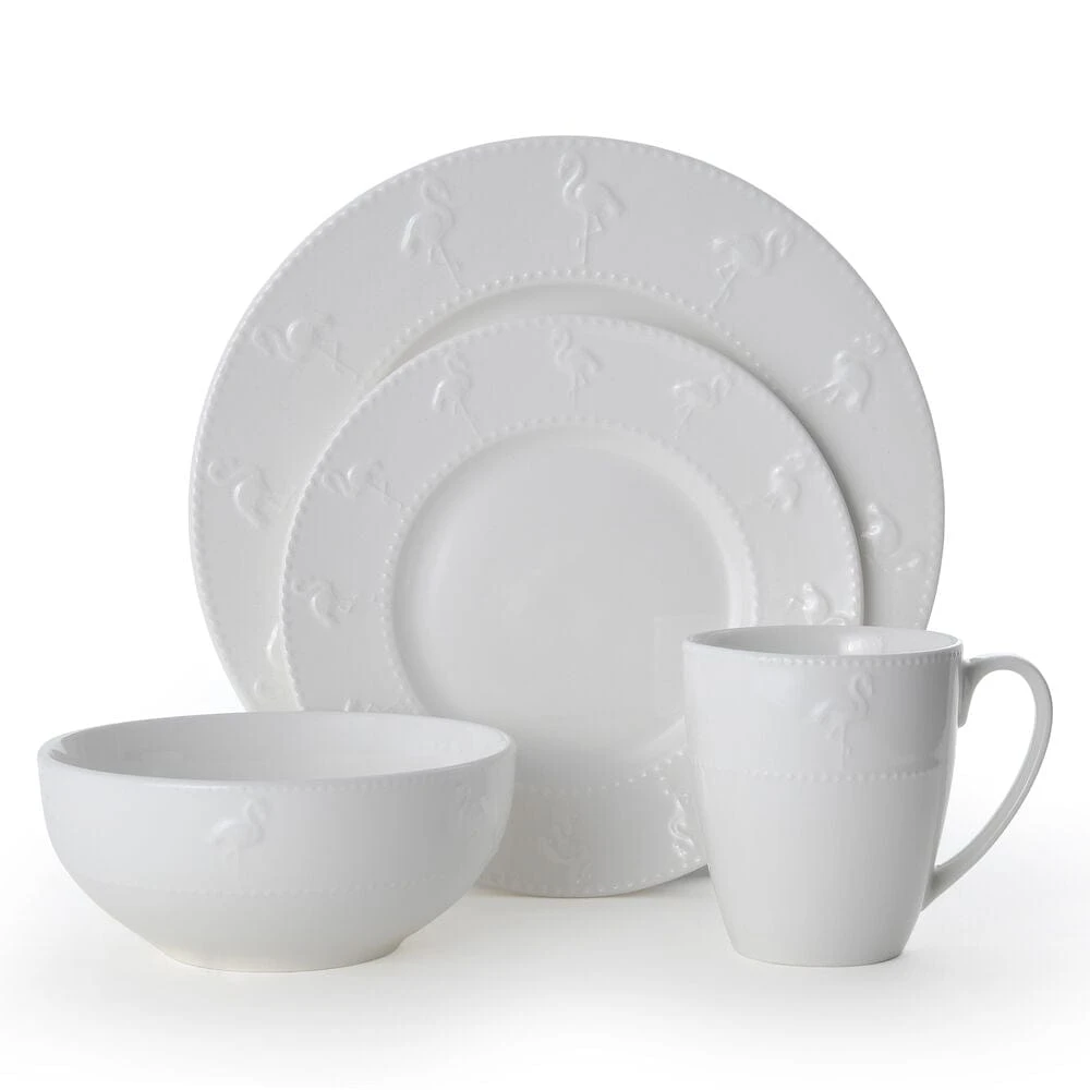 Flamingo White 16 Piece Dinnerware Set, Service For 4 10 Flamingo White 16 Piece Dinnerware Set, Service For 4 - Image 8