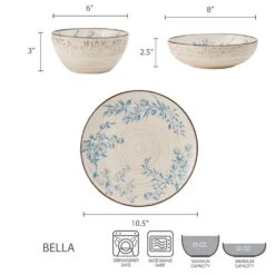 Bella 12 Piece Dinnerware Set, Service For 4 15 Bella 12 Piece Dinnerware Set, Service For 4 -Kitchen Utensils 5274249 dimensions