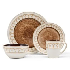 Remi Beige 16 Piece Dinnerware Set, Service For 4 19 Remi Beige 16 Piece Dinnerware Set, Service For 4 -Kitchen Utensils 5275470 PFZ RemiBeige 4pps onWhite