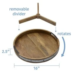 Galvanized Band Lazy Susan Platter With Removable Dividers, 16 Inch -Kitchen Utensils 5276661 Dimension