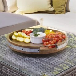 Galvanized Band Lazy Susan Platter With Removable Dividers, 16 Inch -Kitchen Utensils 5276661 Galvanized Lazy Susan Lifestyle 2