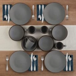 Pierce Gray 16 Piece Dinnerware Set, Service For 4 16 Pierce Gray 16 Piece Dinnerware Set, Service For 4 -Kitchen Utensils 5281784 PierceGray 16pc lifestyle2