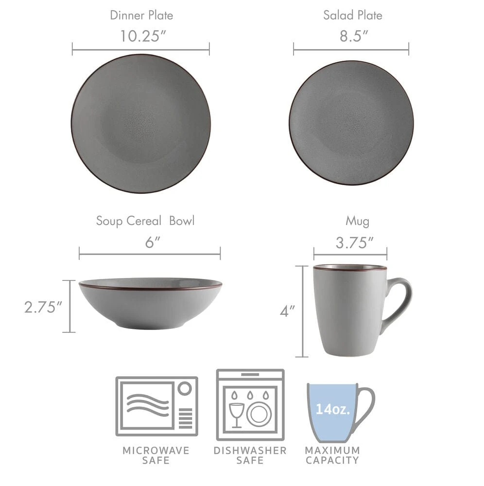 Pierce Gray 16 Piece Dinnerware Set, Service For 4 8 Pierce Gray 16 Piece Dinnerware Set, Service For 4 - Image 6