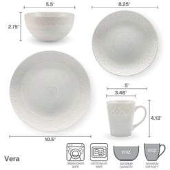 Vera 16 Piece Dinnerware Set, Service For 4 -Kitchen Utensils 5286184 6