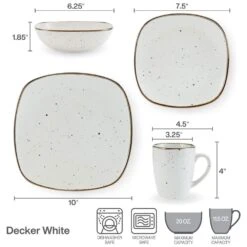 Decker White 16 Piece Dinnerware Set, Service For 4 -Kitchen Utensils 5286197 Pfaltzgraff Decker White 4PC PlaceSetting Infographic