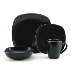 Decker Black 16 Piece Dinnerware Set, Service For 4 -Kitchen Utensils 5286198 Pfalzgraff DeckerBlack 4PC PlaceSetting Silo