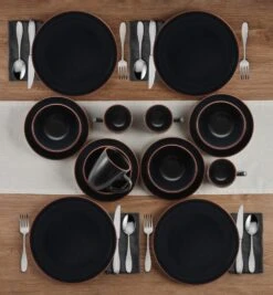Hunter Black 16 Piece Dinnerware Set, Service For 4 14 Hunter Black 16 Piece Dinnerware Set, Service For 4 -Kitchen Utensils 5286597 Hunter Black 16pc lifestyle 2