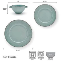 Kori Sage 12 Piece Dinnerware Set, Service For 4 15 Kori Sage 12 Piece Dinnerware Set, Service For 4 -Kitchen Utensils 5291252 PFZ Kori Sage 12PC Infographic