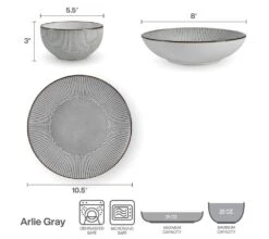Arlie Gray 12 Piece Dinnerware Set, Service For 4 15 Arlie Gray 12 Piece Dinnerware Set, Service For 4 -Kitchen Utensils 5291360 006