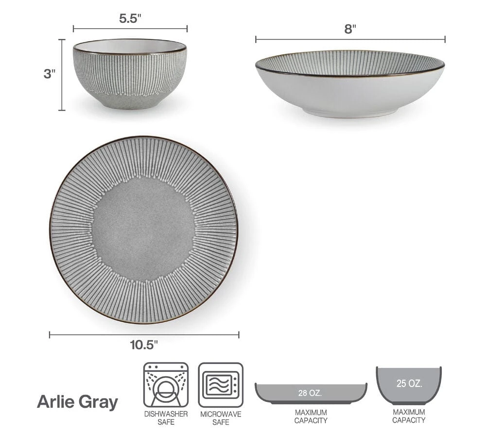 Arlie Gray 12 Piece Dinnerware Set, Service For 4 7 Arlie Gray 12 Piece Dinnerware Set, Service For 4 - Image 5