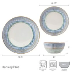 Hensley Blue 12 Piece Dinnerware Set, Service For 4 15 Hensley Blue 12 Piece Dinnerware Set, Service For 4 -Kitchen Utensils 5291361 PFZ Hensley Blue Infographic