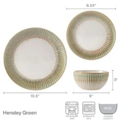 Hensley Green 12 Piece Dinnerware Set, Service For 4 15 Hensley Green 12 Piece Dinnerware Set, Service For 4 -Kitchen Utensils 5291366 PFZ Hensley Green Infographic
