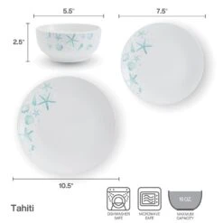 Tahiti 12 Piece Dinnerware Set, Service For 4 -Kitchen Utensils 5293648 SN Tahiti infographic