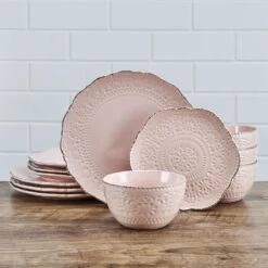 Chateau Pink 12 Piece Dinnerware Set, Service For 4 14 Chateau Pink 12 Piece Dinnerware Set, Service For 4 -Kitchen Utensils 5296079 LF1