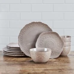 Chateau Smoke 12 Piece Dinnerware Set, Service For 4 11 Chateau Smoke 12 Piece Dinnerware Set, Service For 4 -Kitchen Utensils 5296080 PFZ Chateau Smoke 12pc Set Lifestyle