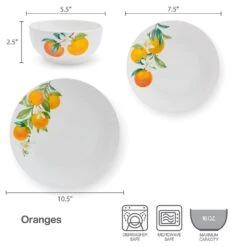 Oranges 12 Piece Dinnerware Set, Service For 4 15 Oranges 12 Piece Dinnerware Set, Service For 4 -Kitchen Utensils 5296703 SN Oranges dims infographic