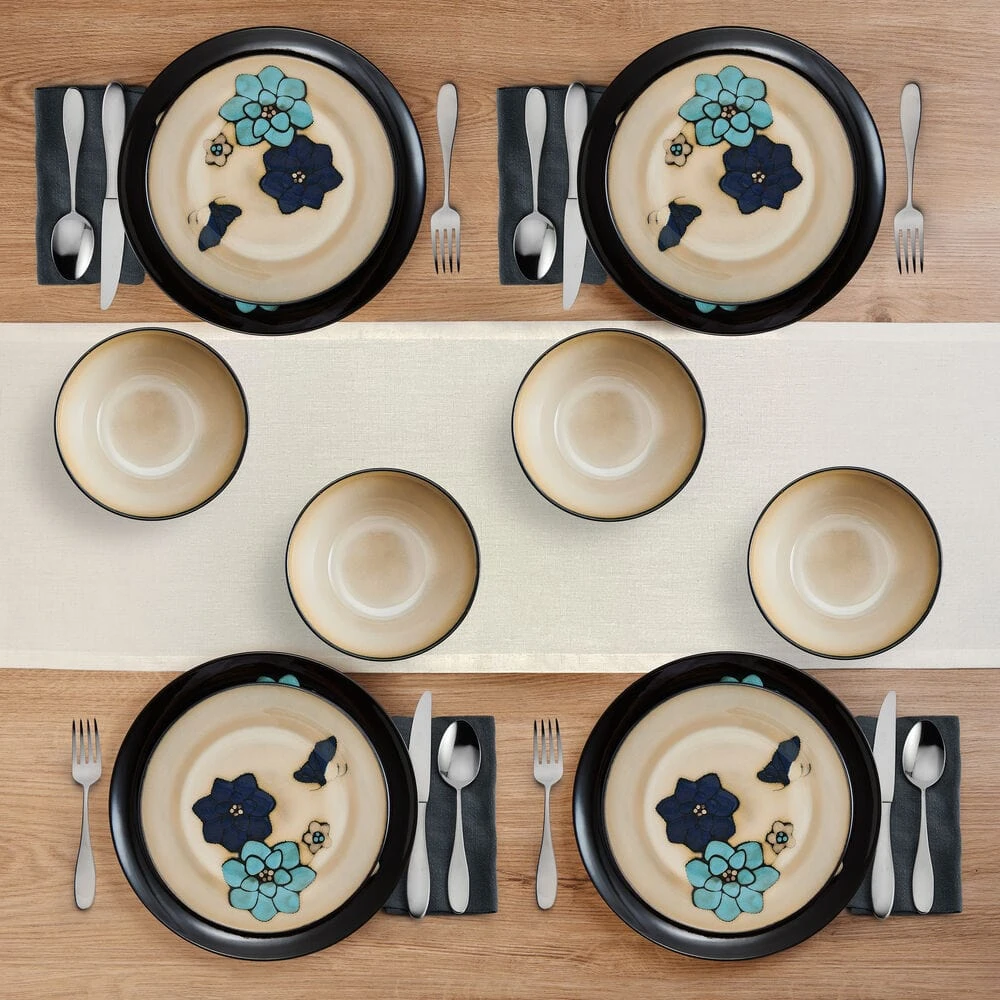 Painted Butterfly Blue 12 Piece Dinnerware Set, Service For 4 5 Painted Butterfly Blue 12 Piece Dinnerware Set, Service For 4 - Image 3