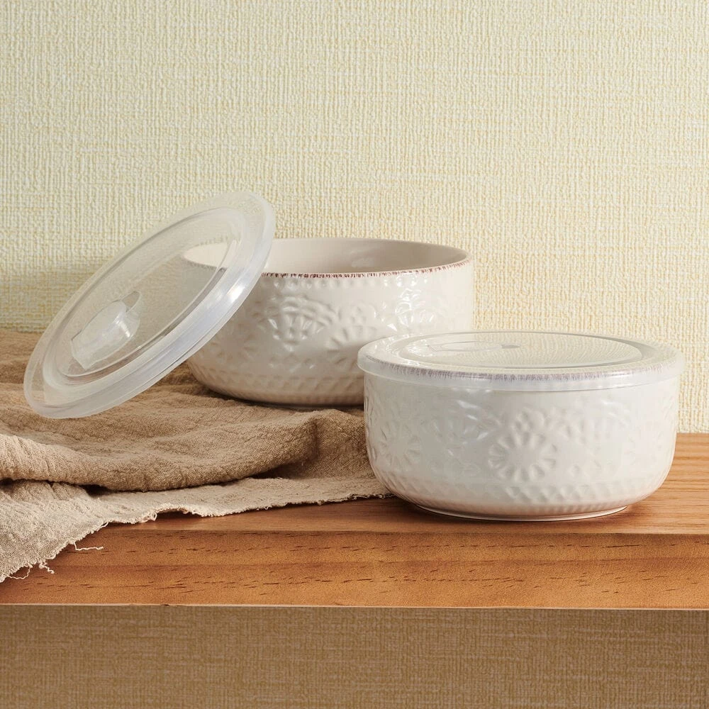 Chateau Cream Set Of 2 Storage Bowls With Lids 4 Chateau Cream Set Of 2 Storage Bowls With Lids - Image 2