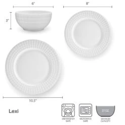 Lexi 12 Piece Dinnerware Set, Service For 4 -Kitchen Utensils 5297472 Lexi dimsinfographic