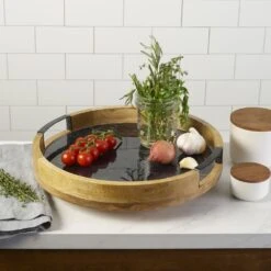 Black Marble Lazy Susan Serve Tray -Kitchen Utensils 5298047 GB Black Marble Lazy Susan Kitchen Lifestyle