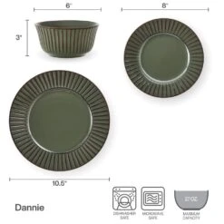 Dannie Green 12 Piece Dinnerware Set, Service For 4 15 Dannie Green 12 Piece Dinnerware Set, Service For 4 -Kitchen Utensils 5305443 IG Dannie12PCDInnerwareSet