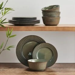 Dannie Green 12 Piece Dinnerware Set, Service For 4 12 Dannie Green 12 Piece Dinnerware Set, Service For 4 -Kitchen Utensils 5305443 LS1 dannie12pcdinnerwareset