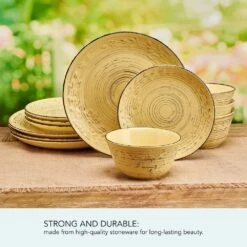 Trellis Sunflower 12 Piece Dinnerware Set, Service For 4 17 Trellis Sunflower 12 Piece Dinnerware Set, Service For 4 -Kitchen Utensils Trellis Sunflower Yellow 12 Piece Dinnerware Set 5312656 5