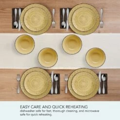 Trellis Sunflower 12 Piece Dinnerware Set, Service For 4 18 Trellis Sunflower 12 Piece Dinnerware Set, Service For 4 -Kitchen Utensils Trellis Sunflower Yellow 12 Piece Dinnerware Set 5312656 6