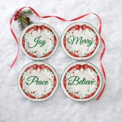 Winterberry® Set Of 4 Red Ribbon Salad Plates -Kitchen Utensils Winterberry Set of 4 Red Ribbon Salad Plates 5308110 3