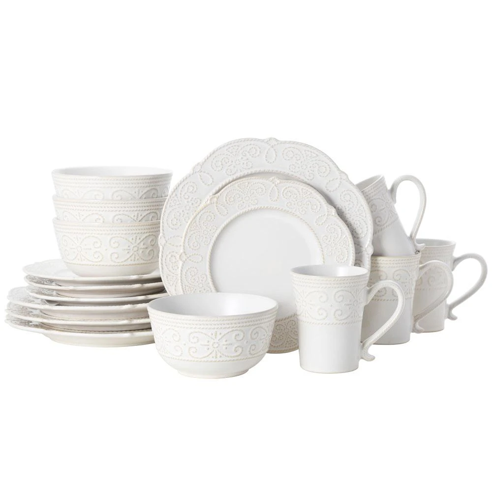 Abby White 16 Piece Dinnerware Set, Service For 4 3 Abby White 16 Piece Dinnerware Set, Service For 4