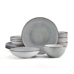Arlie Gray 12 Piece Dinnerware Set, Service For 4