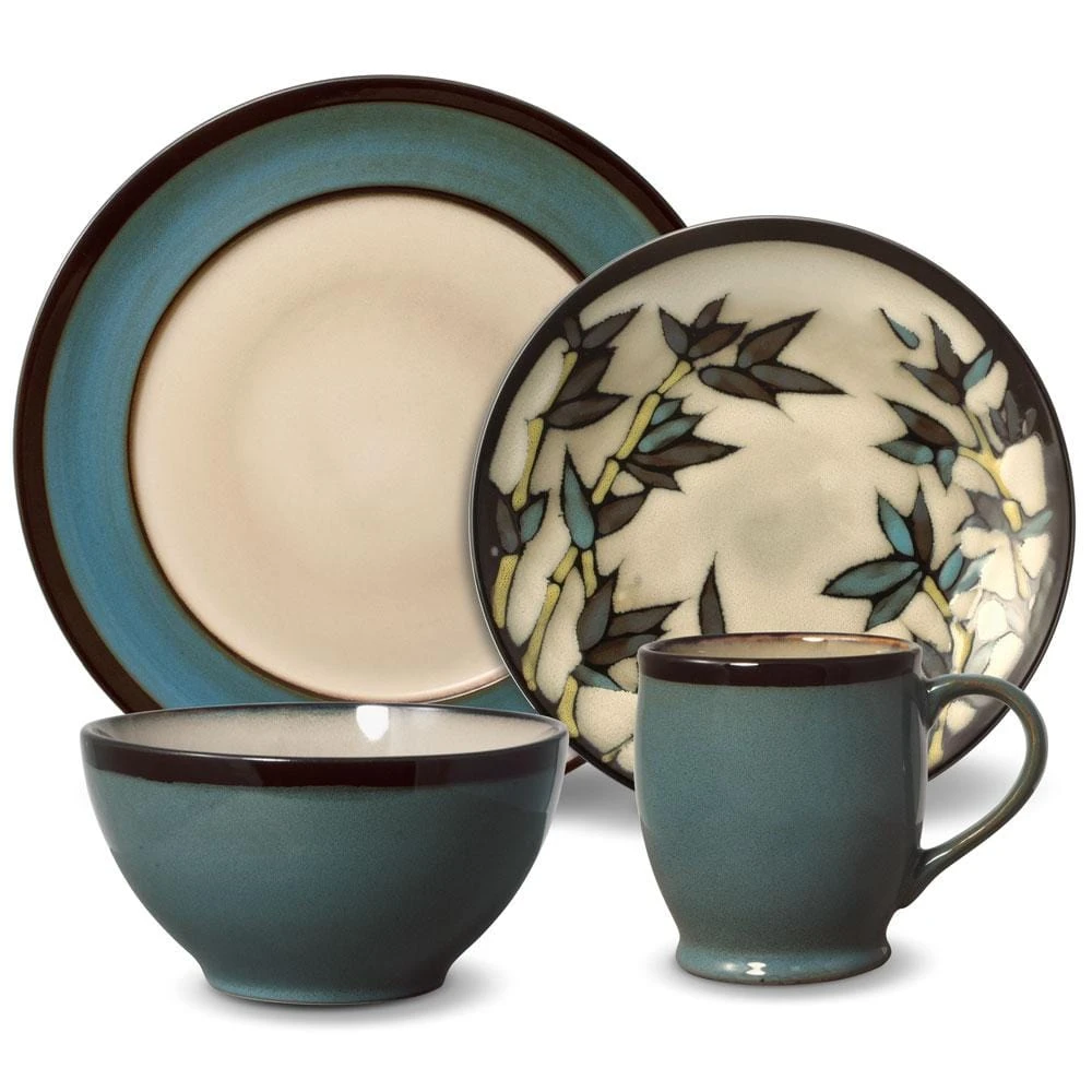 Belmont Round Blue Stalks Dinnerware Set 3 Belmont Round Blue Stalks Dinnerware Set