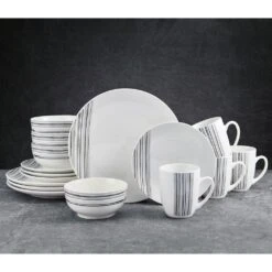 Brushed Lines 16 Piece Dinnerware Set, Service For 4 -Kitchen Utensils brushed lines 16 piece dinnerware set service for 4 5287314 3