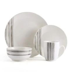 Brushed Lines 16 Piece Dinnerware Set, Service For 4 -Kitchen Utensils brushed lines 16 piece dinnerware set service for 4 5287314 9