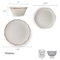 Chateau Cream 12 Piece Outdoor Melamine Dinnerware Set, Service For 4 15 Chateau Cream 12 Piece Outdoor Melamine Dinnerware Set, Service For 4 -Kitchen Utensils chateau cream 12 piece melamine dinnerware set service for 4 5302580 5