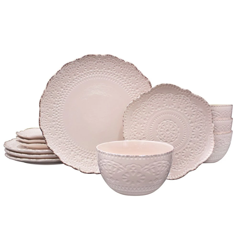 Chateau Pink 12 Piece Dinnerware Set, Service For 4 3 Chateau Pink 12 Piece Dinnerware Set, Service For 4