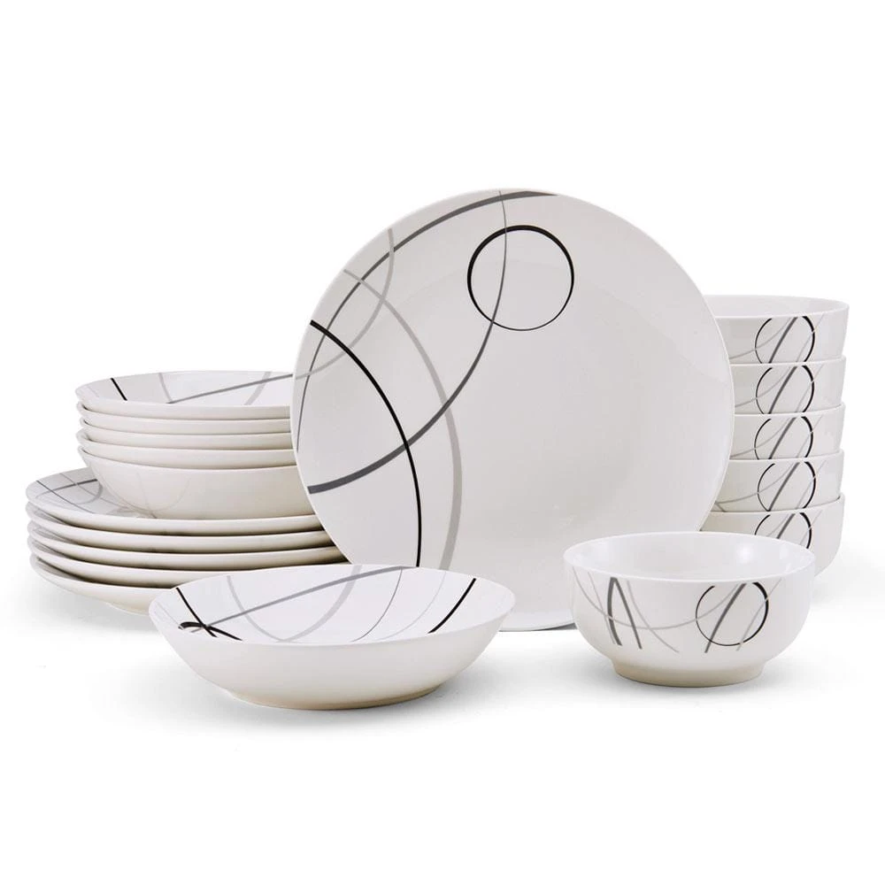 Circles 18 Piece Dinnerware Set, Service For 6 3 Circles 18 Piece Dinnerware Set, Service For 6