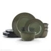Dannie Green 12 Piece Dinnerware Set, Service For 4 -Kitchen Utensils dannie gray 12 piece dinnerware set service for 4 5305443 1